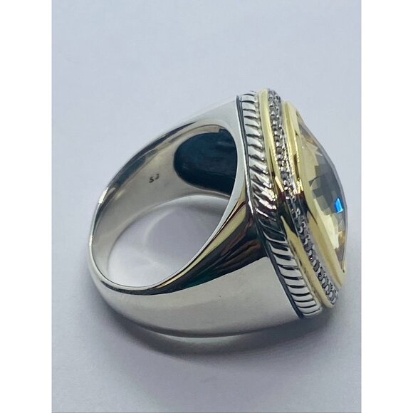 David Yurman Albion Citrine 18K Silver Diamond Ring - Picture 14 of 16